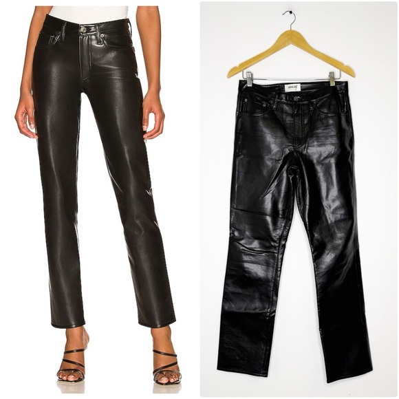 AGOLDE Lyle Low Rise Slim Pants in Detox – Recycled Leather – Size 27 - Picture 1 of 8